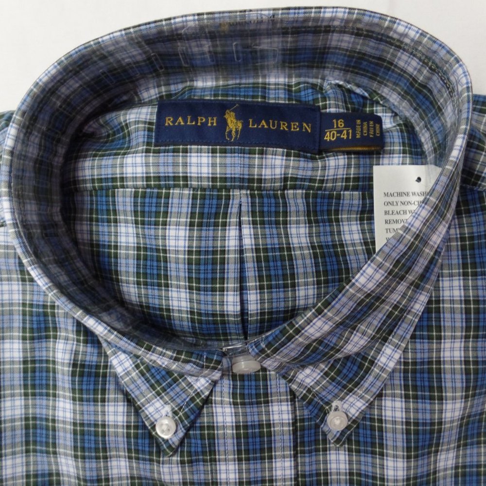 Plaid Checkered Pony Logo Classic Fit Dress Shirt Size 15 - Picture 2 of 3